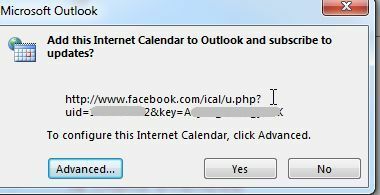 eksporti Facebooki kalender gmaili