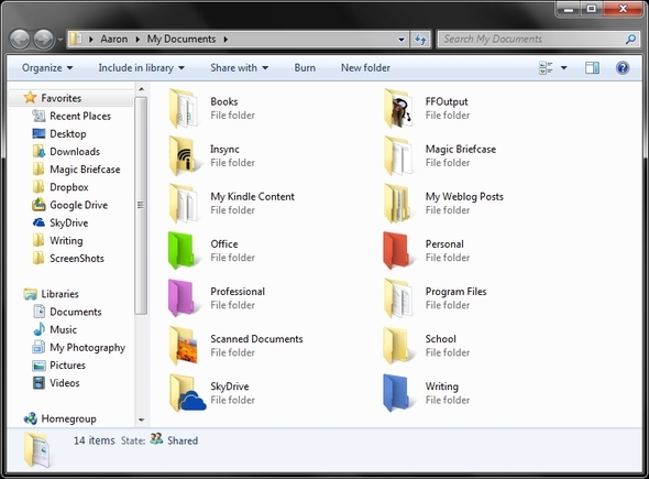 värvikood Windows Explorer