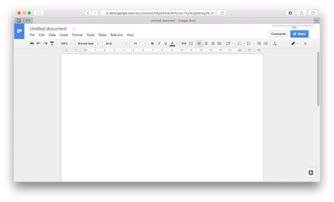 Tühi leht teenuses Google Docs