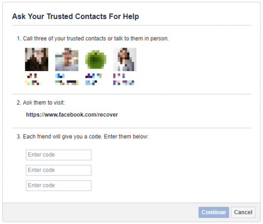 Facebooki konto taastamiseks küsige usaldusväärsetelt kontaktidelt abi.