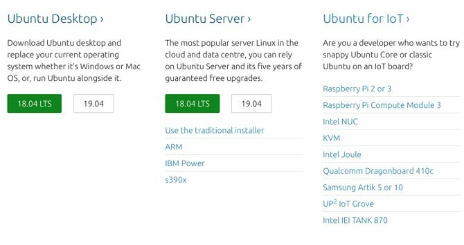 Erinevad ubuntu allalaadimised