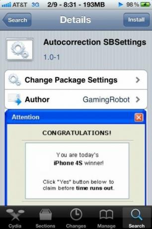 sbsettings lülitab iPhone'i sisse