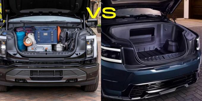 Ford F-150 Lightning funk vs Ram 1500 REV frunk