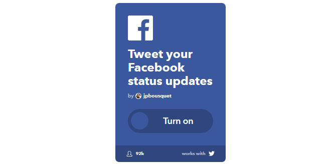 Ülim IFTTT-i juhend: kasutage veebi kõige võimsamat tööriista nagu Pro 29IFTTT TweetFBStatusUpdates