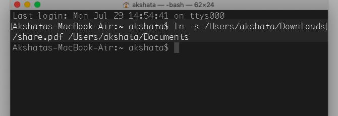Terminali käsk sümboolse lingi loomiseks macOS-is