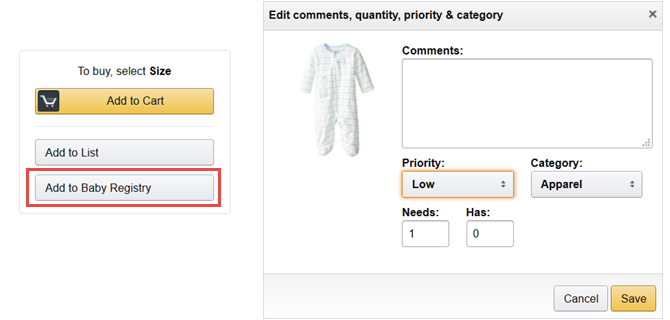 amazon baby register add edit