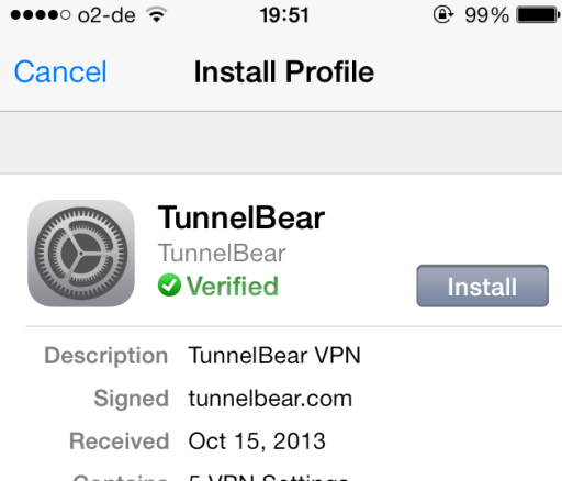 Seadistage VPN oma iPhone'is minutitega tunnelbear tunnelbear5 abil