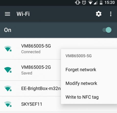 Kirjutage WiFi-NFC-ekraanipilt