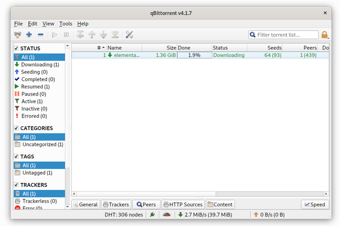 qBittorrent torrent klient Linuxis