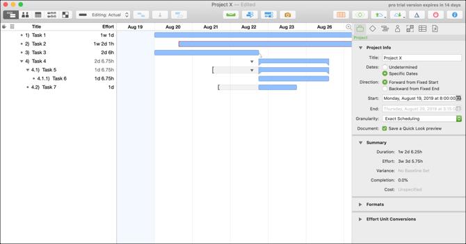 OmniPlan 3 Mac Ganti diagrammil