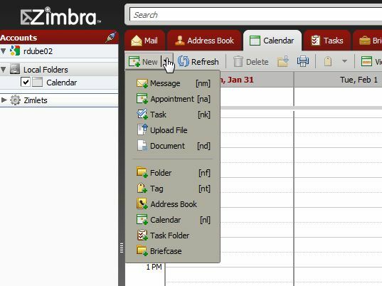 zimbra töölaud