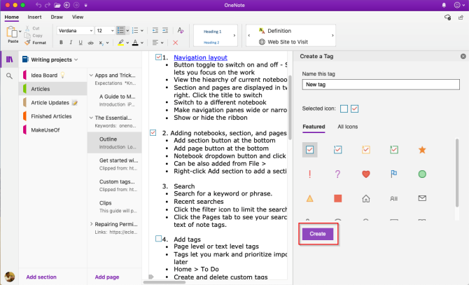 looge OneNote'is kohandatud silt