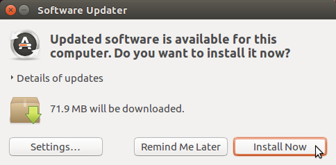 Installige värskendused tarkvara Uuendaja abil Ubuntu 16.04