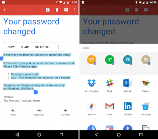 Android Gmail Jagage e-posti teiste rakendustega