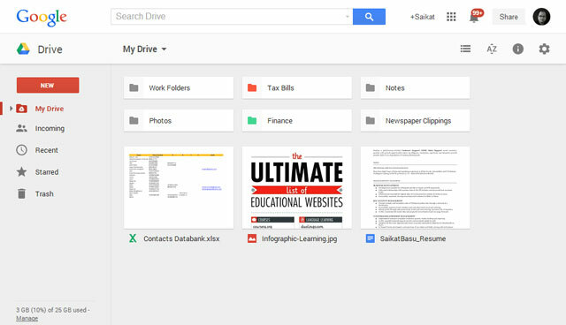 Google Drive - kasutajaliides