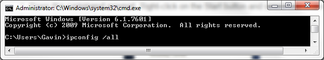 Käsureal ipconfig kõik