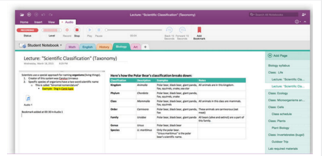 OneNote'i ekraanipilt