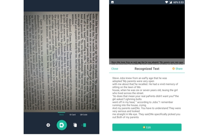 parim ocr apps android väljavõte teksti