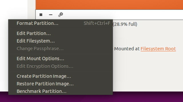 menüü ubuntu-disk-utiliit-partitsioon