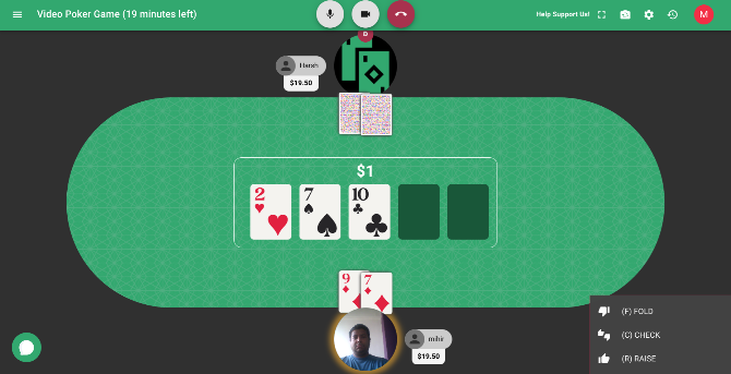 Mängige pokkerit koos sõpradega veebis videokõne kaudu Poker-In-Place'is
