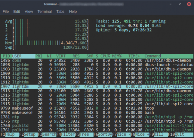 htop Task Manager asendatakse top