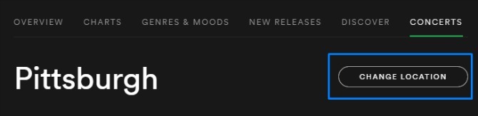 Spotify kontserdid muuda asukohta