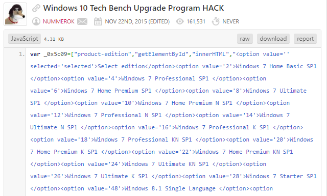 Windows 10 Tech Benchi täiendusprogramm HACK