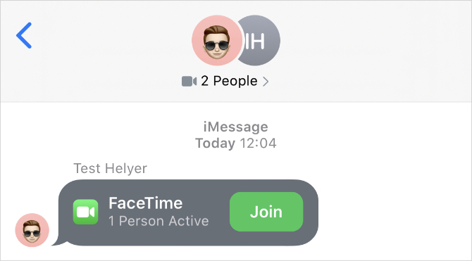 FaceTime'i aktiivkõne rakenduses Sõnumid