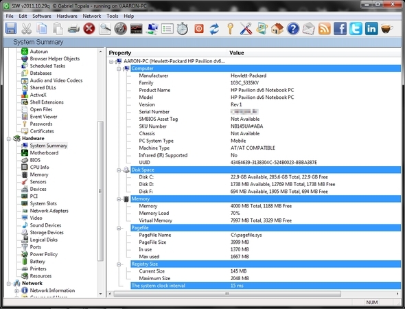 Kas saite tellitud arvuti? Uurige nende süsteemiteabe tööriistade abil [Windows] SIW süsteemi kokkuvõtet