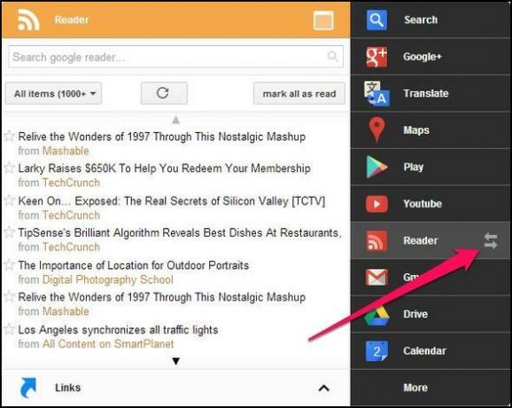 Must menüü: pääsete kõigile Google'i teenustele juurde ühes menüüs [Chrome] News Reader Switcher