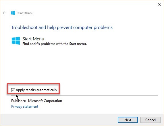 Windows 10 menüü Start