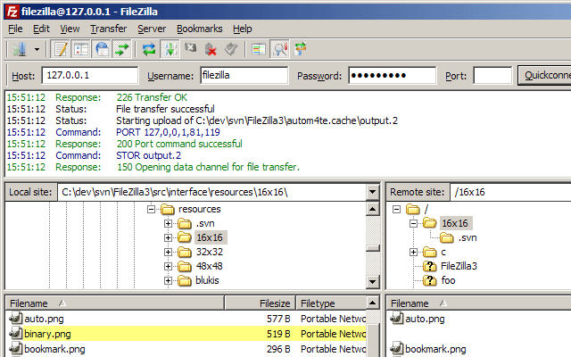 See on ühe parima Windowsi FTP-programmi ekraanipilt. Selle nimi on FileZilla