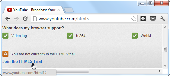 join-youtube-html5-trial flash-mängija probleemid