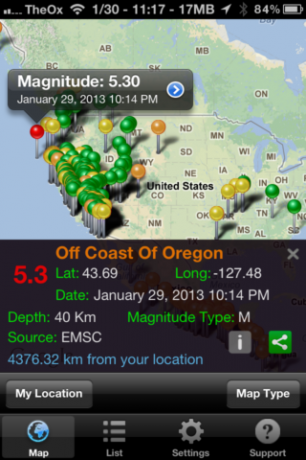 Quake Spotter - hõlpsasti kasutatav viis maavärinate jälgimiseks [iOS, tasulised rakendused tasuta] QuakeSpotter03