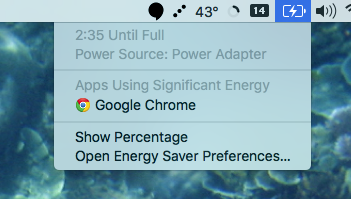 Chrome'i energiakasutus