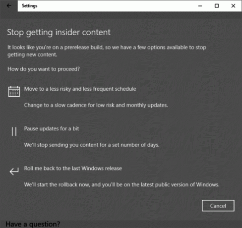 Kuidas saada Windows 10 loojate värskendus nüüd Windows 10 Stop Insider Preview Build 531x500