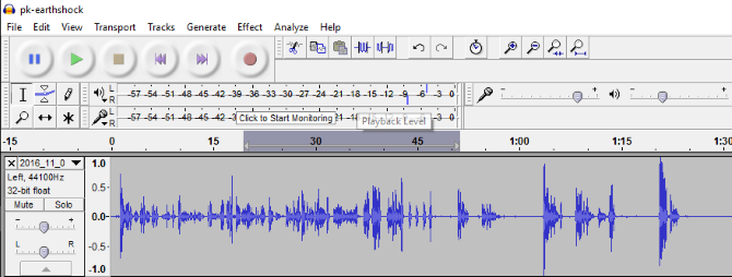 Eemalda taustmüra - Audacity redigeerimise ajajoon