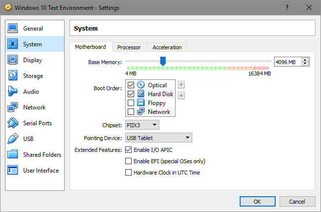 VirtualBox-i pühendatud RAM