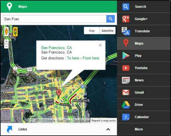 Must menüü: pääsete kõigile Google'i teenustele juurde ühes menüüs [Chrome] Maps satelliidiga