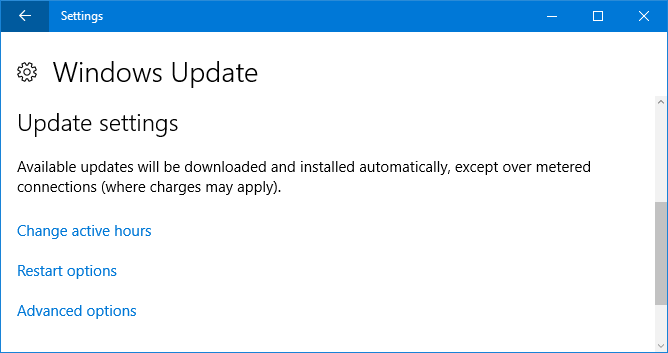 Windows 10 värskenduse sätted