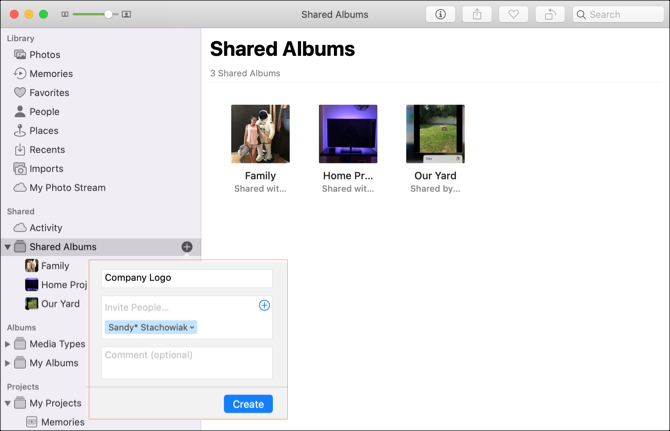 Mac Photos loob jagatud albumi