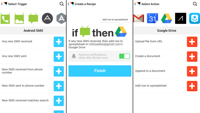 IFTTT-jaoks-Android-telefon-logib-SMS-Google-Drive-varundamine-tekstid