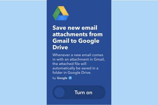 ifttt gmaili manused Google Drive'i
