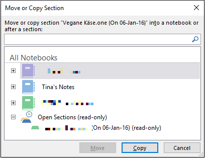 OneNote Teisalda sülearvuti jaotis