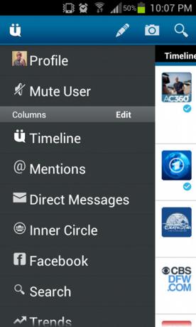 UberSocial [Android 2.1+] ubersocial menüü abil saate oma Twitteri konto üle kontrolli saada