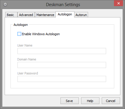 12 vahekaart Autologon - Deskmani seaded