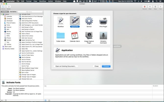 Rakendus Mac Sierra Automator