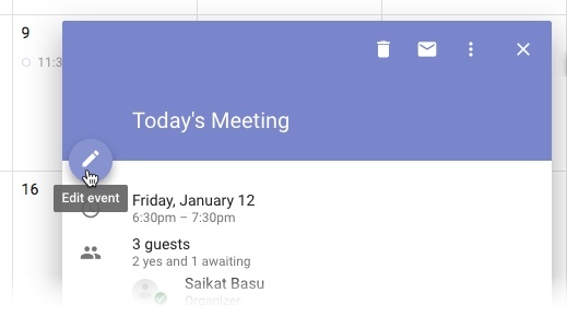 Google'i kalender - sündmuse muutmine