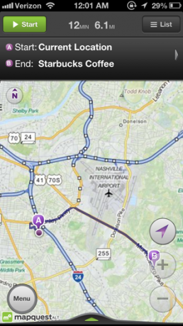 mapquest iphone'is