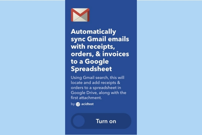 ifttt gmail laeb arveid tellimuste kohta google arvutustabel